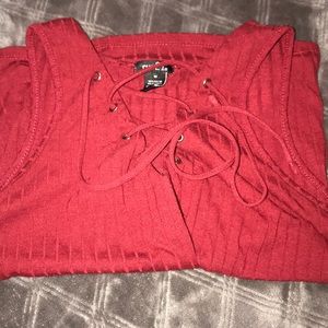 Rue21 dark red lace-up top